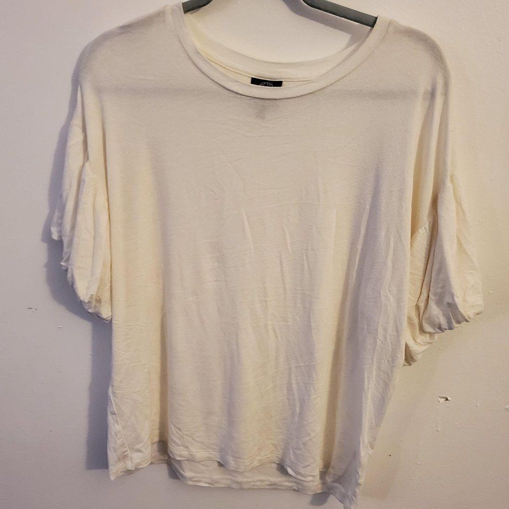 Bobeau Solid Bubble Sleeve Tee White Medium - image 6